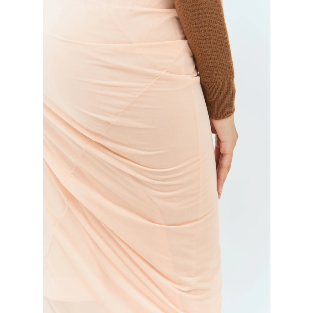 Dries Van Noten Hoge Taille Gedrapeerde Rok Stretch Weefsel Pink Dames