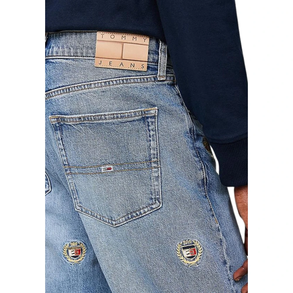 Tommy Hilfiger Vervaagde Denim Jeans met Geborduurde Patches Blue Heren