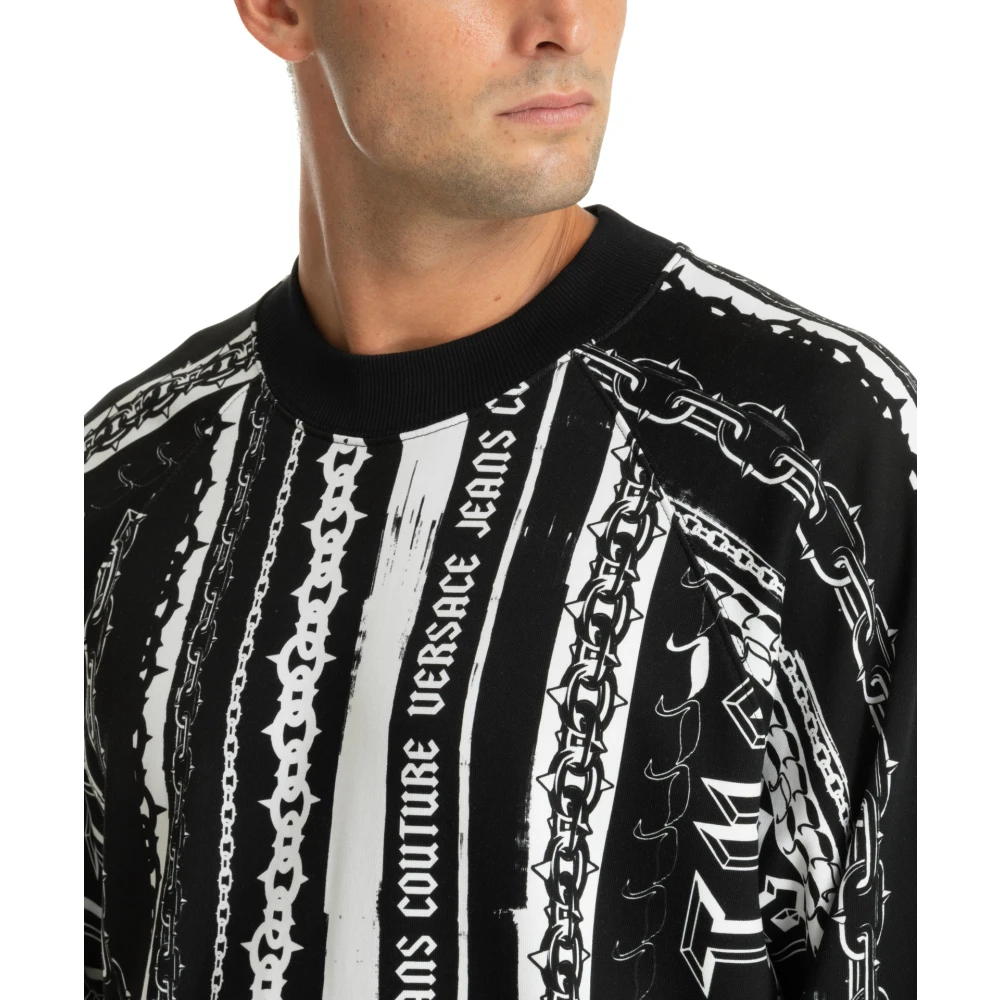 Versace Jeans Couture Abstracte Strepen Logo Sweatshirt Black Heren