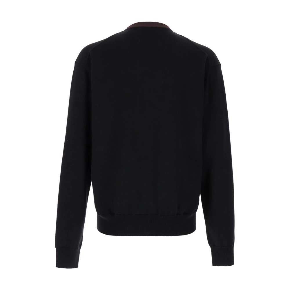 Jil Sander Dubbele hals Crew V-hals Sweater Zwart Black Heren