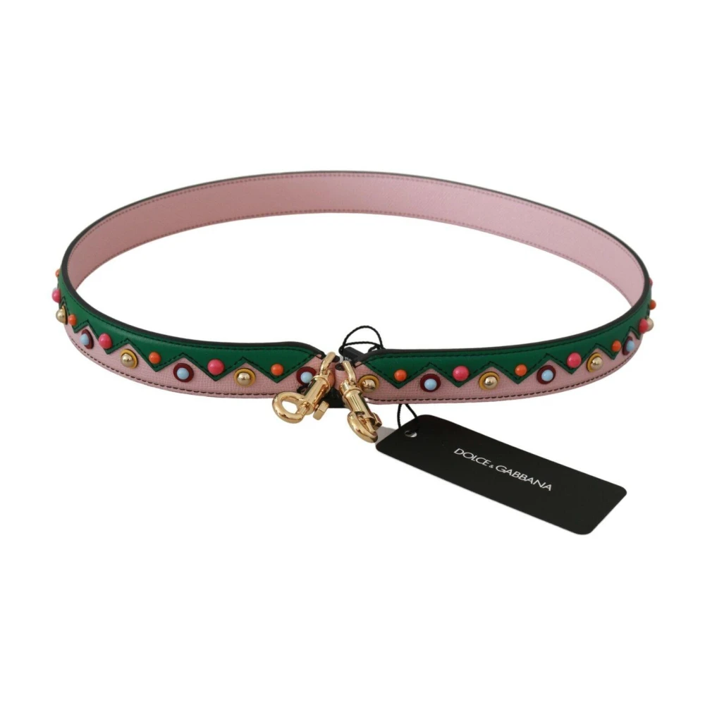 Dolce & Gabbana Leren Schouderband voor Handtas Multicolor Detail Pink Heren
