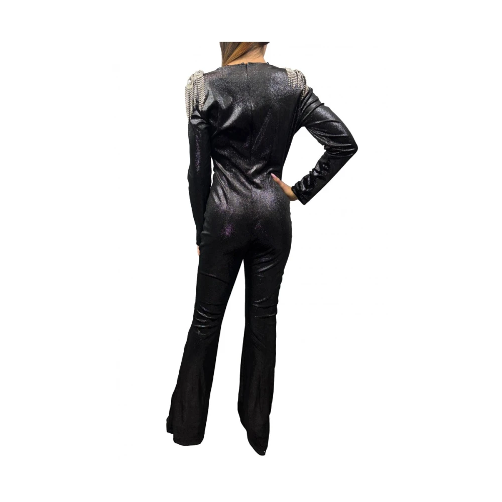 ViCOLO Zwarte jumpsuit met polyester en elastaan Black Dames