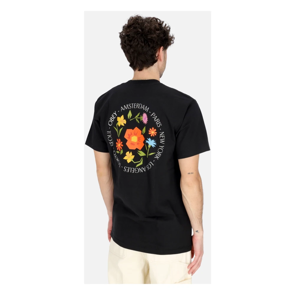 Obey Stad Bloemen Klassieke Tee Zwart Heren T-Shirt Black Heren