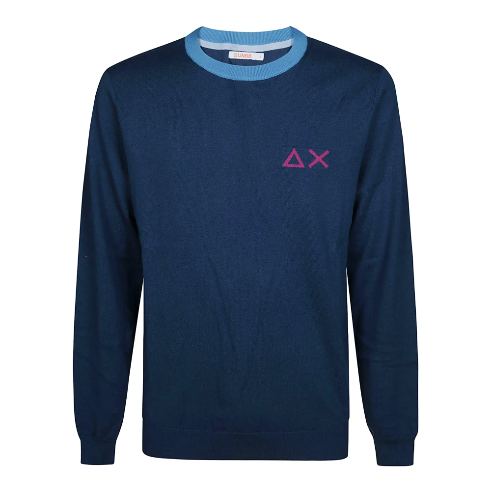 Sun68 Stijlvolle Ronde Elleboog Detail Top Blue Heren