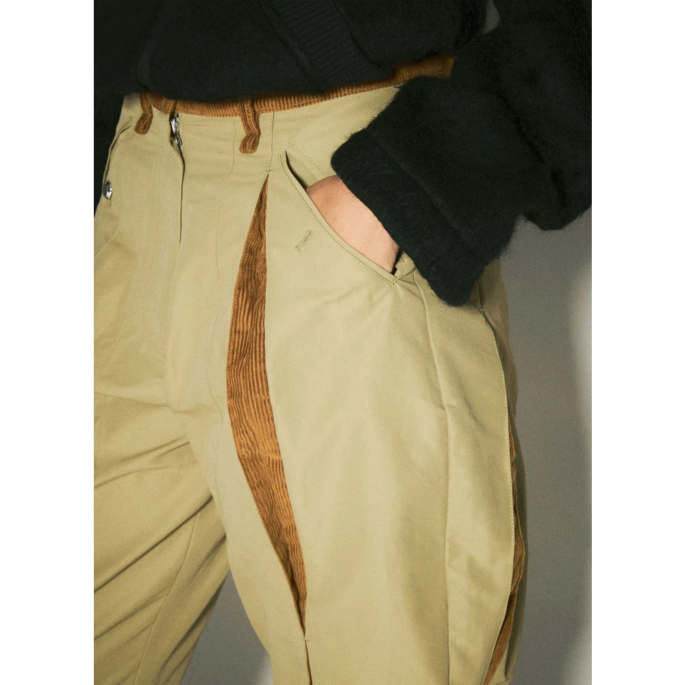 Kiko Kostadinov Broek met ribfluwelen afwerking Beige Dames