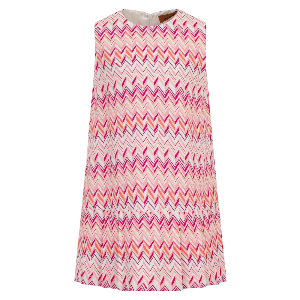 Missoni Girls Pink Dresses, 10 Y, Sleeveless Zigzag Dress