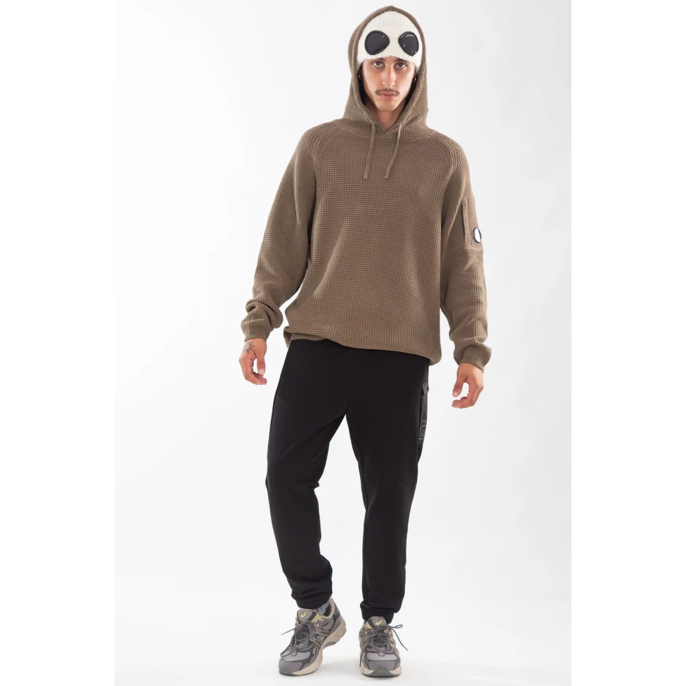 C.P. Company Chenille Wafel Gebreide Hoodie Beige Heren