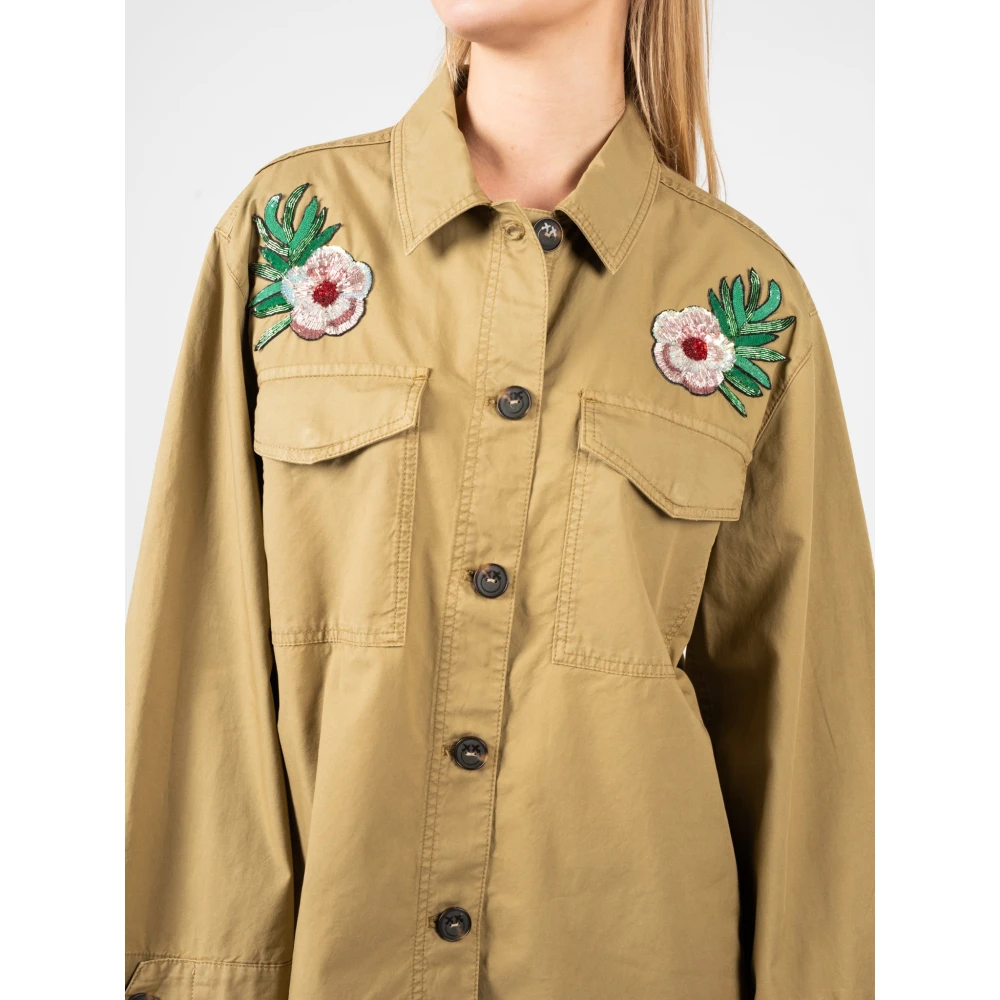 pinko Elegante Loose Fit Blouse Green Dames