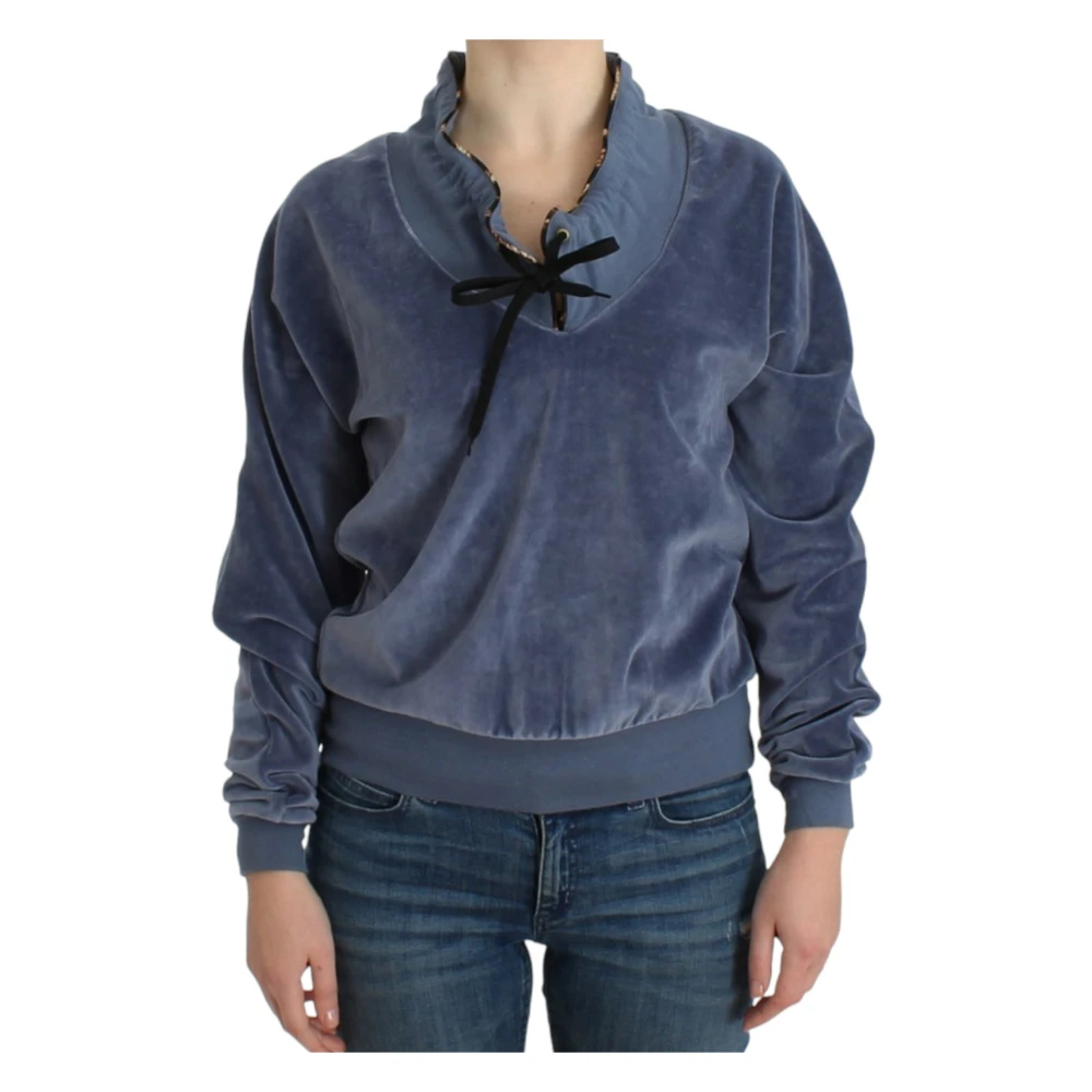 Roberto Cavalli Women's Blue Mock Jumper - Sweatshirts - M - Sweatshirts & Hoodies