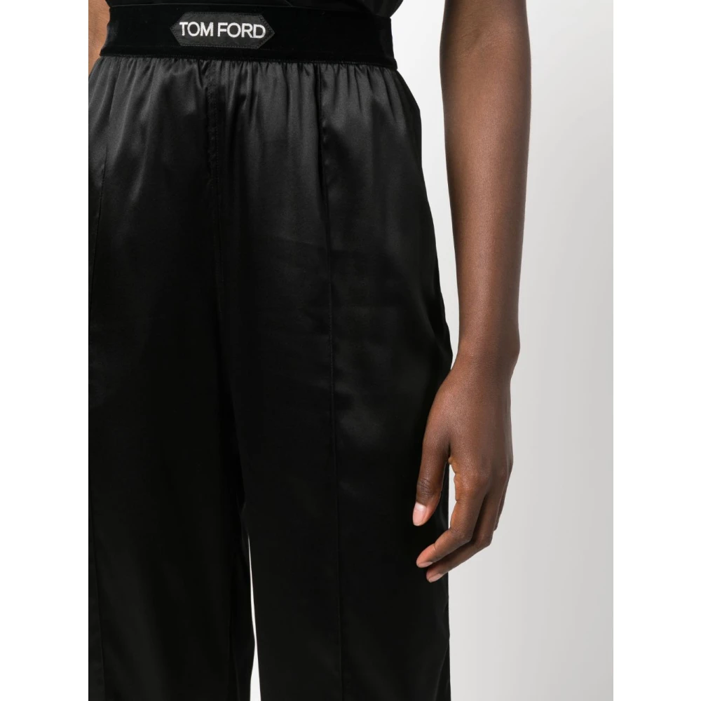 Tom Ford Zwarte Zijden Satijnen Broek Black Dames