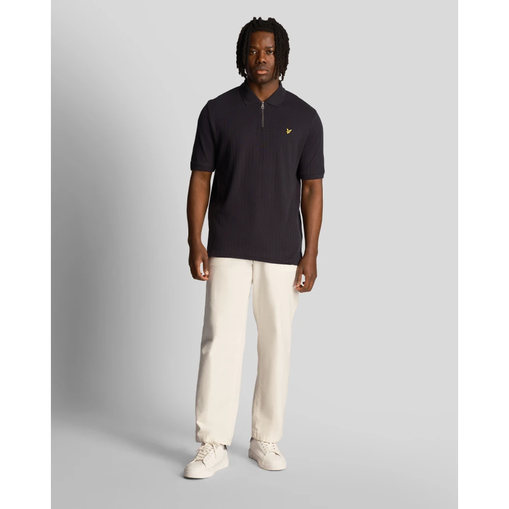 Lyle & Scott Gestreept Polo Shirt met Textuur Blue Heren