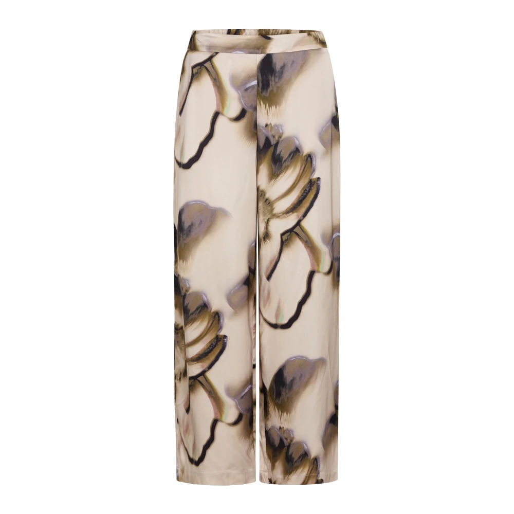 RUE de Femme Elegante bloemen wijde broek Beige Dames