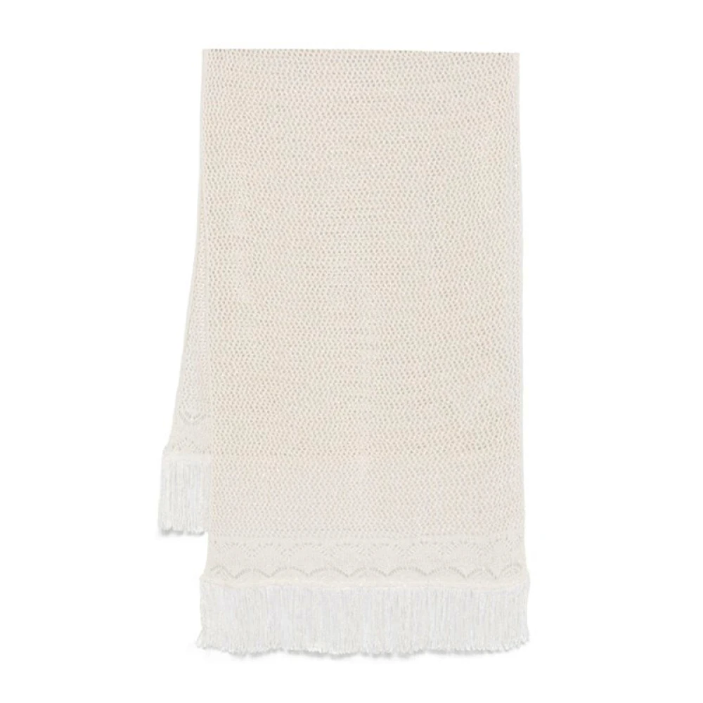 Ermanno Scervino Sprankelende Gebreide Sjaal met Franje Beige Dames