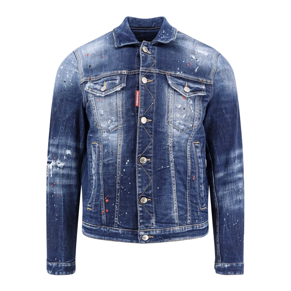 Dsquared2 Destroyed Effect Denim Jack Blue Heren