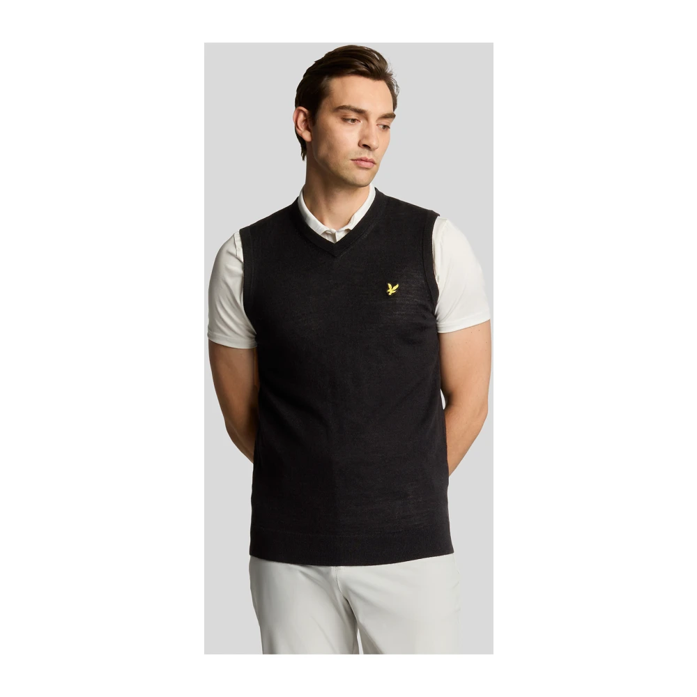 Lyle & Scott Mid Knits Merino Blend Gebreide V-halsvest Beige Heren