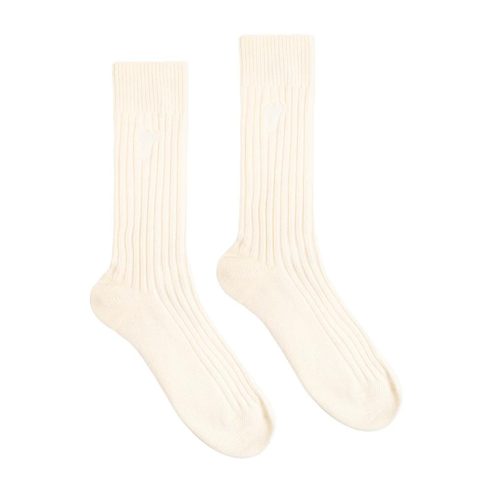 Ami Paris Ribgebreide Sokken Beige Heren