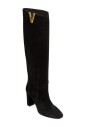 bottines-en-cuir-suede-noir-v-lisse-dore-talon-de-7-cm