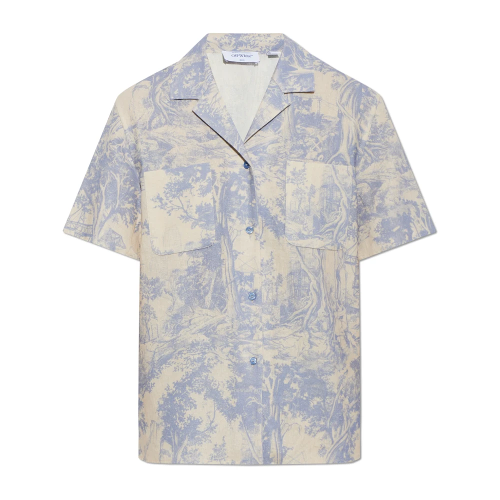 Off White Donna Blu Camicette L, New,