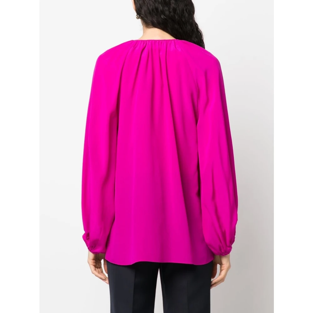 Phaeonia Fuchsia Zijden Blouse met Zelfstrik Pink Dames