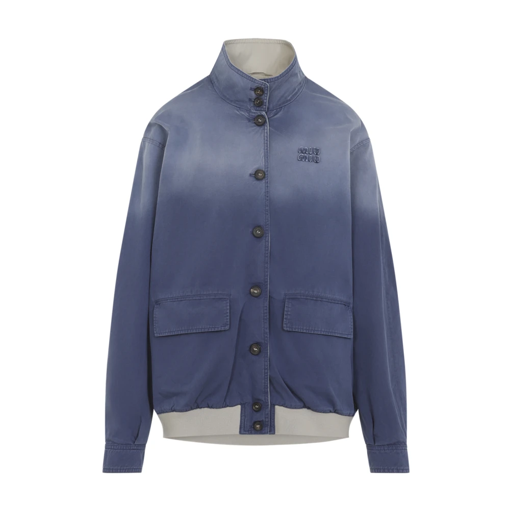 Miu Miu Blue Bomber Jackets, Female, S, Old Washed Twill Blouson