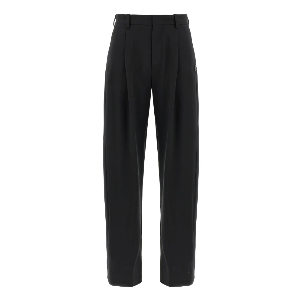 Moncler Women's Black Tapered Trousers, Xs, Ee72 Wool Trousers