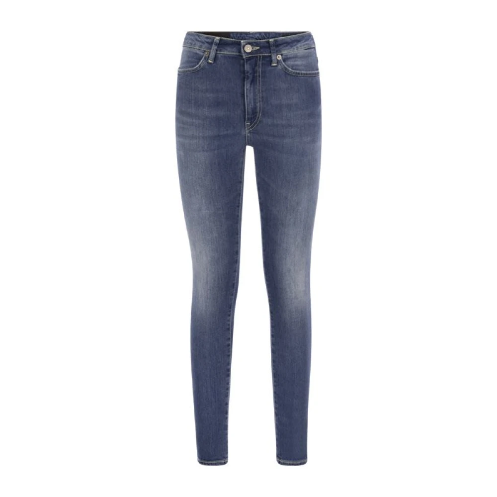 Dondup Iris Skinny Jeans Hoge Taille Taps Toelopende Pijp Blue Dames