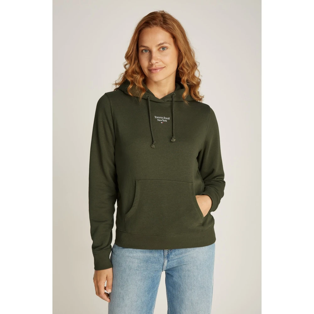 Tommy Jeans Basic Logo Hoodie Groen Green Dames