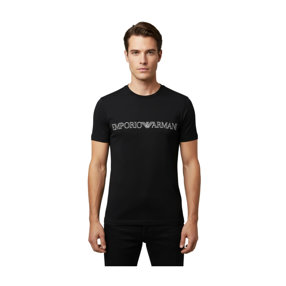 Emporio Armani Hombre Negro Camisetas, Talla: L