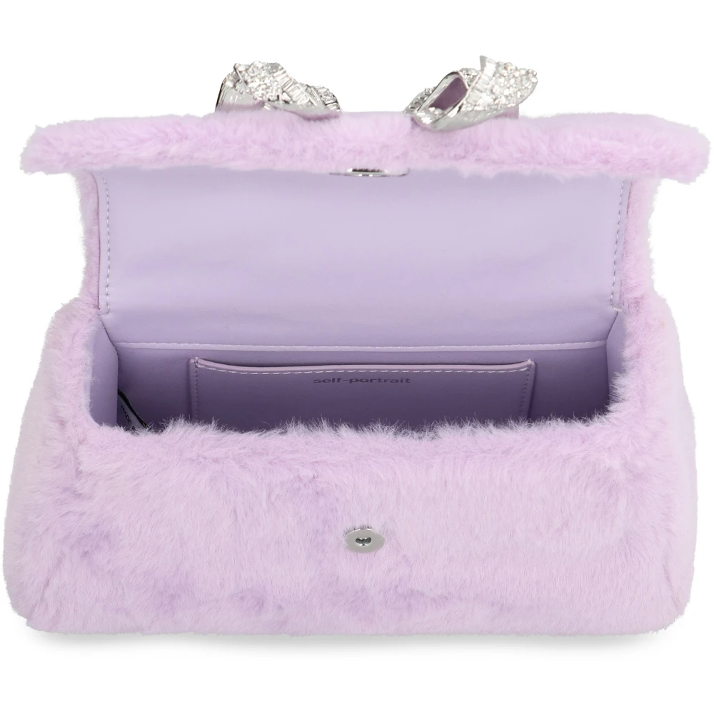 Self Portrait Mini Faux Fur Strik Handtas Purple Dames
