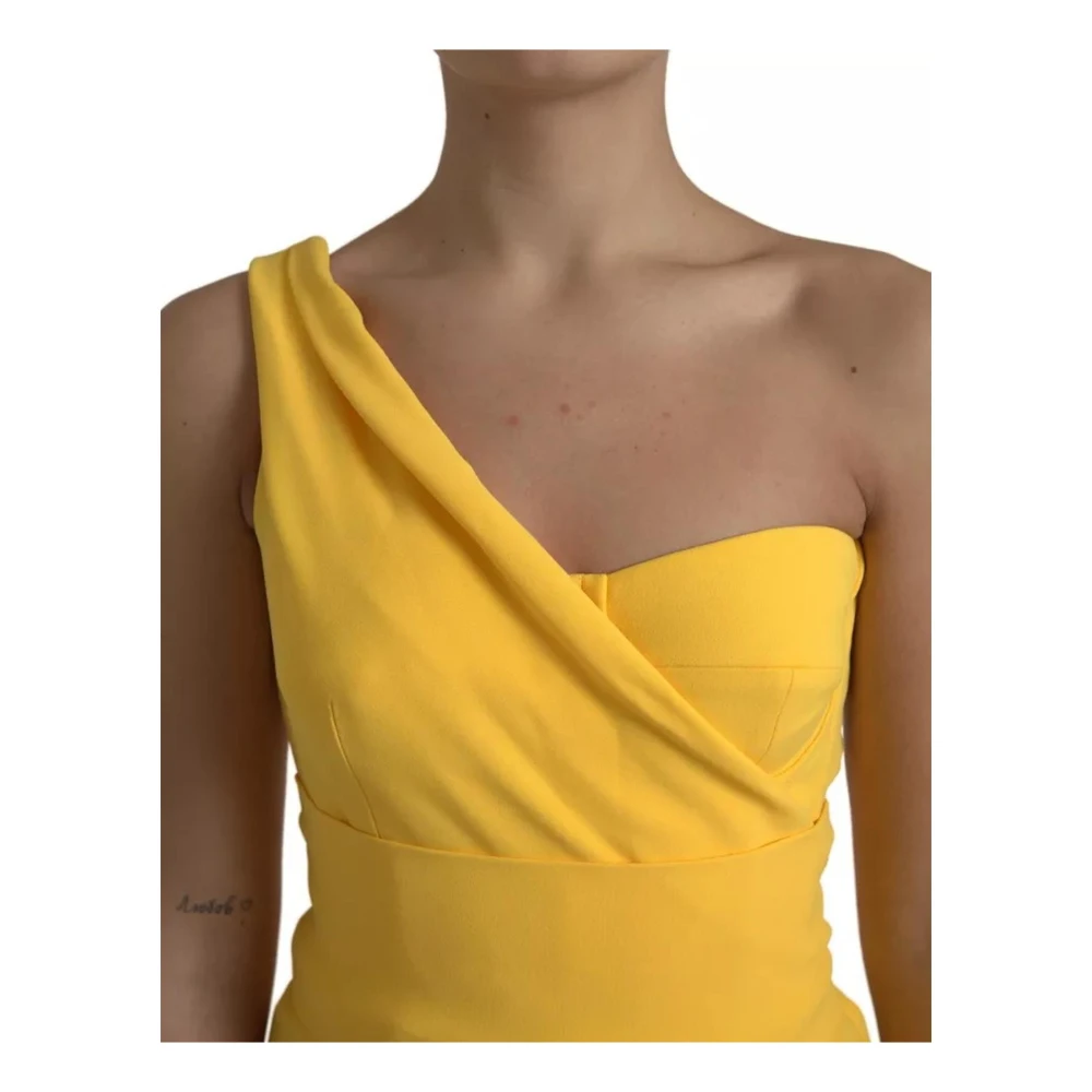 Dolce & Gabbana Gele One Shoulder Pencil Jurk Yellow Dames