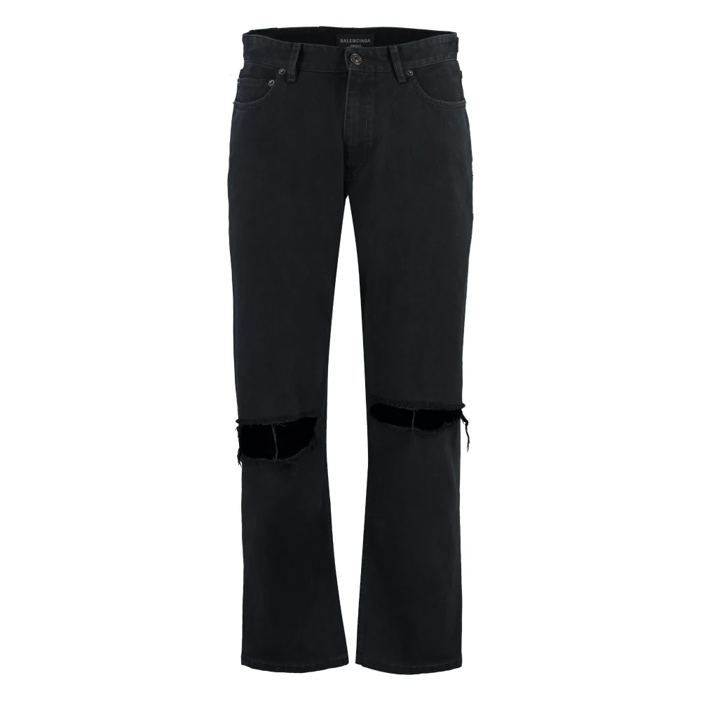 Balenciaga Versleten cropped jeans Black Heren