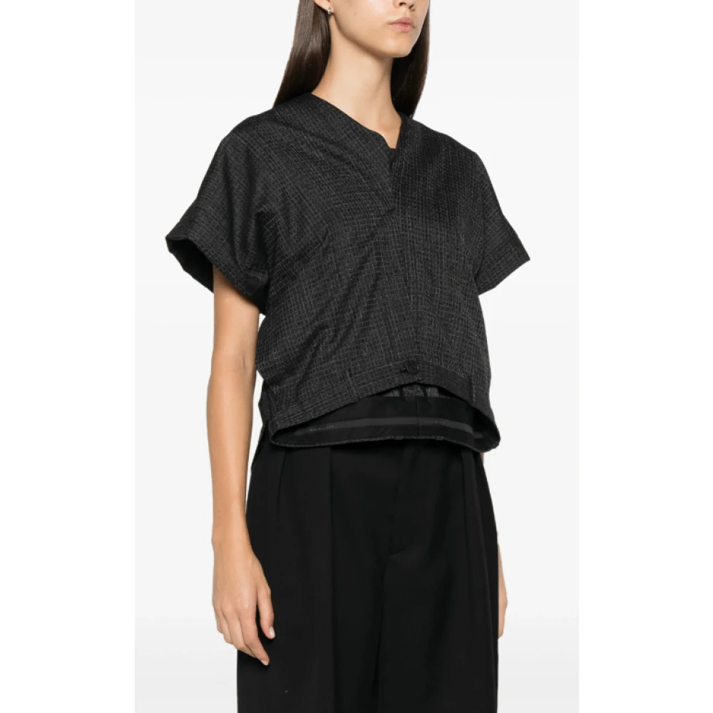 Balenciaga Zwart Wol Ruitpatroon Maatwerk Broek Black Dames