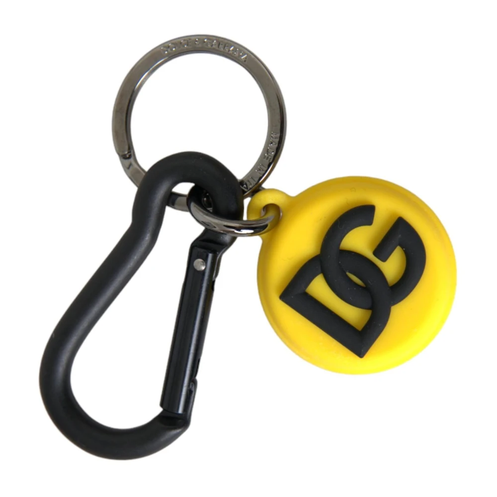 Dolce & Gabbana Men's Yellow Keyrings, One Size, Rubber Logo Keychain