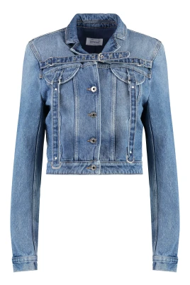 Cropped Jeansjacka med Vadderade Axlar