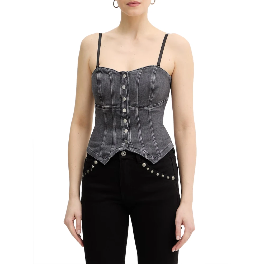 Guess Women's Gray Sleeveless Tops, L, Cecile Top