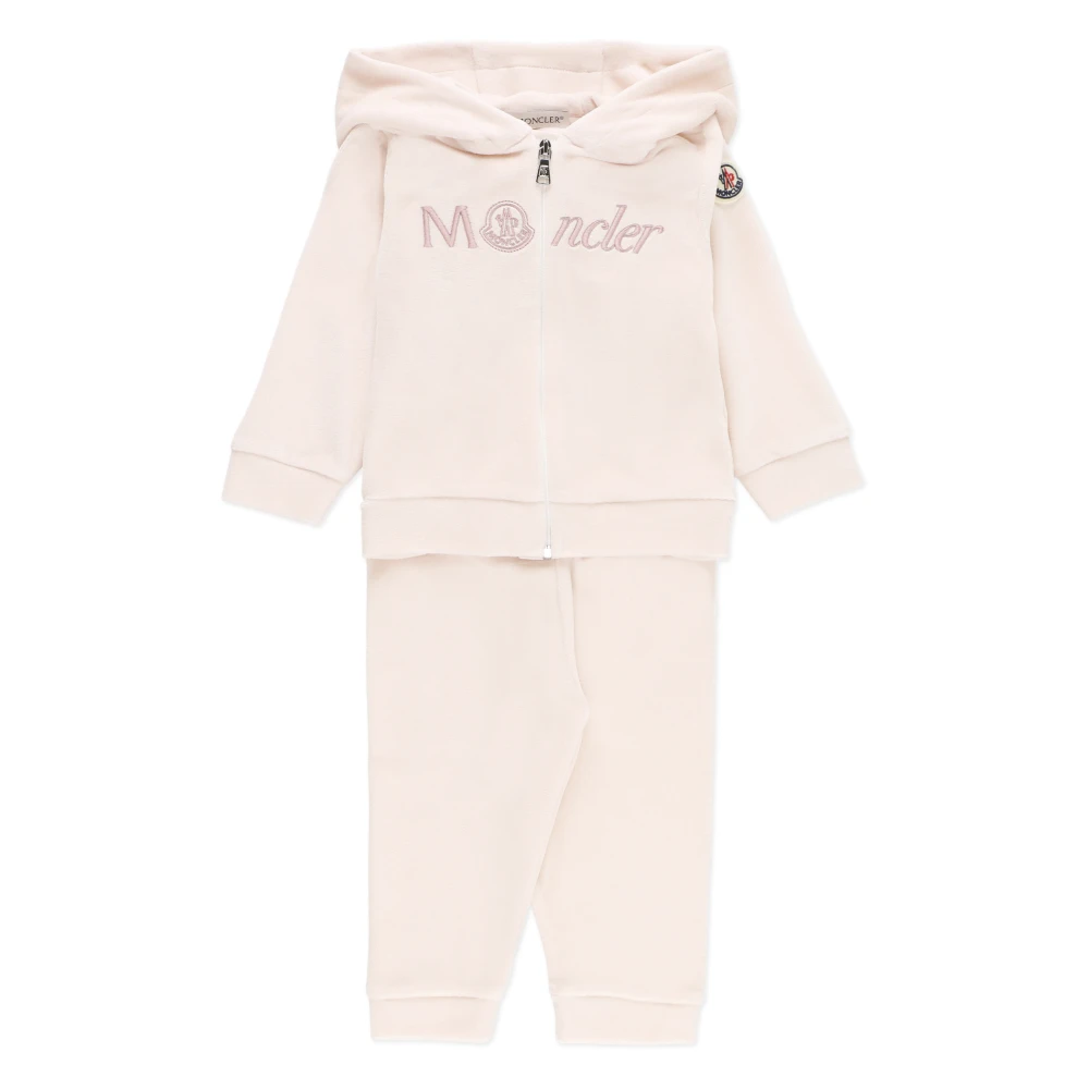 Moncler Rosa Baby Jumpsuit Huva Logo Pink, Flicka