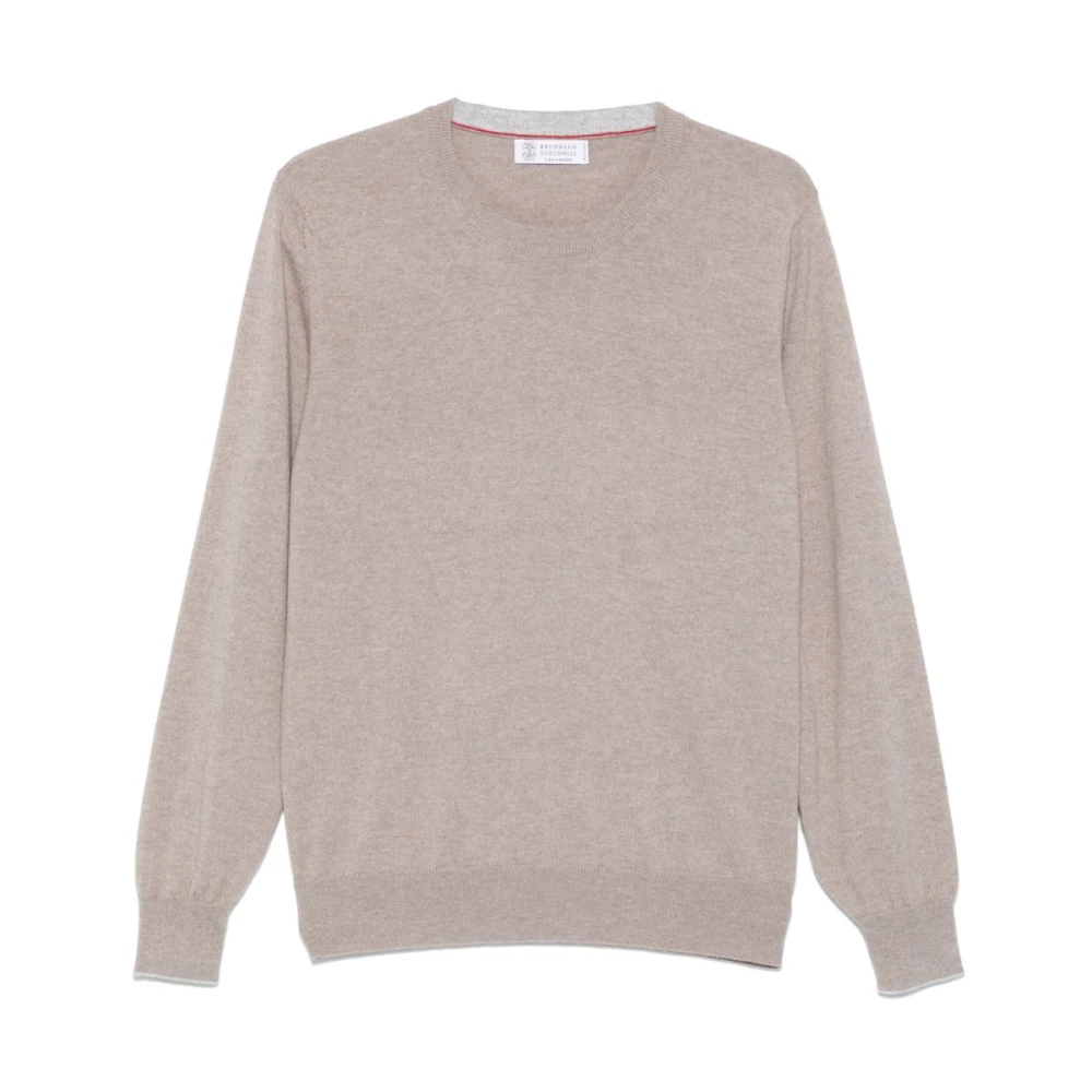 Brunello Cucinelli Men's Gray Cashmere Knitwear,, Grey Cashmere Crew-Neck Jumper Medium
