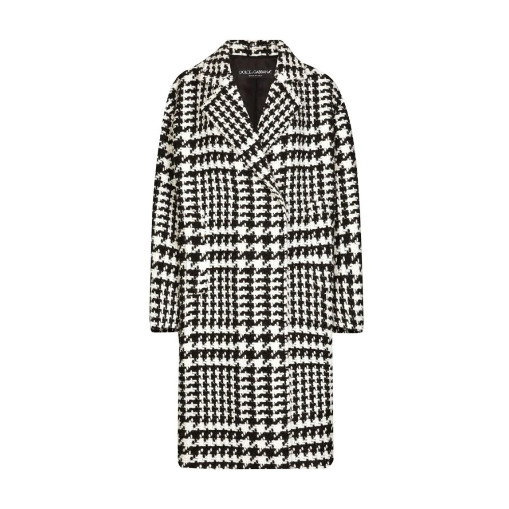 Dolce & Gabbana Donna Nero Cappotto Con Motivo Pied-De-Poule