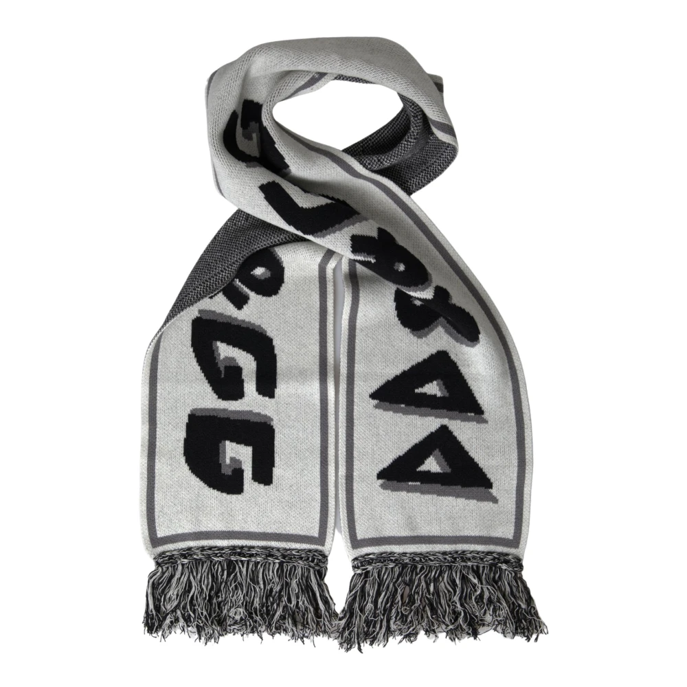 Dolce & Gabbana Uomo Grigio - Sciarpa Avvolgente In Cashmere Con Frange - Accessories - One Size