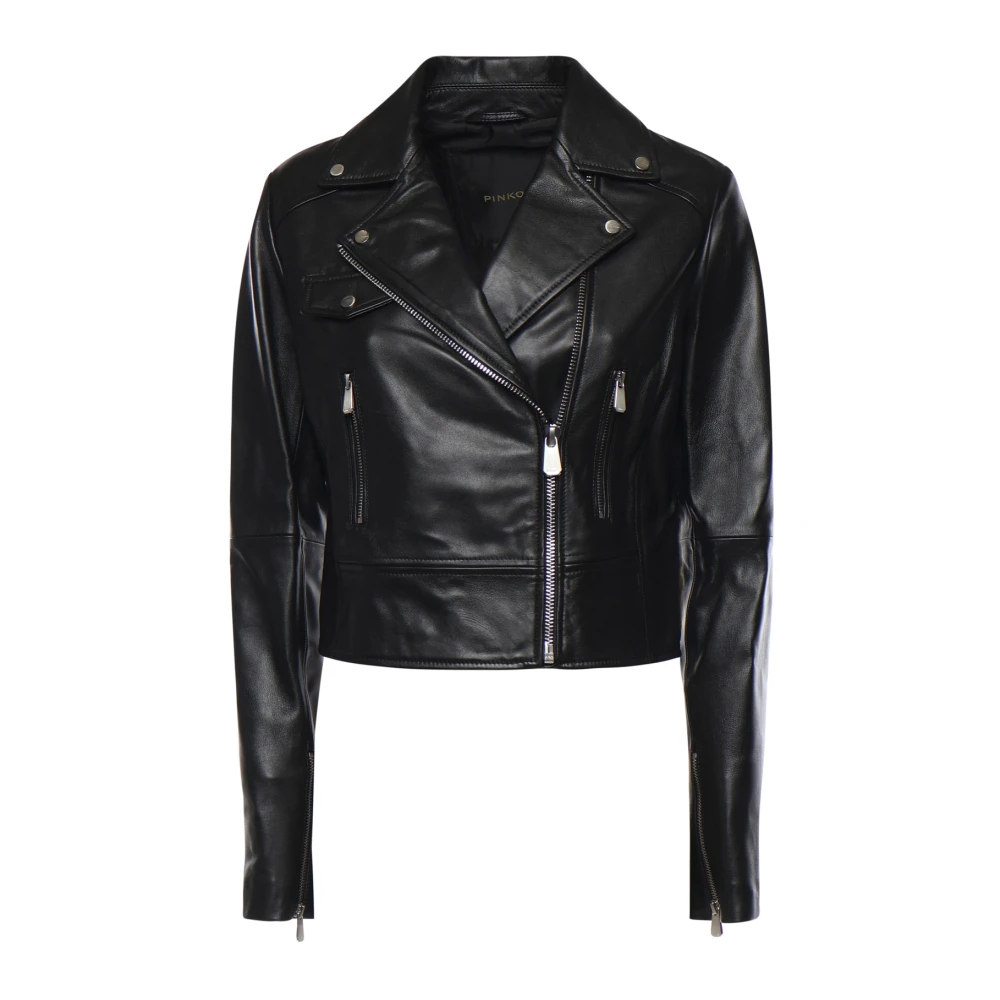 Pinko Women's Black Light Jackets, L, Sensibile Biker Jacket