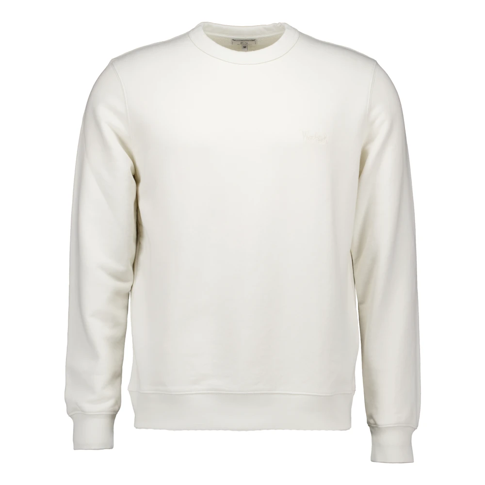 Woolrich Logo script sweaters ecru Beige Heren