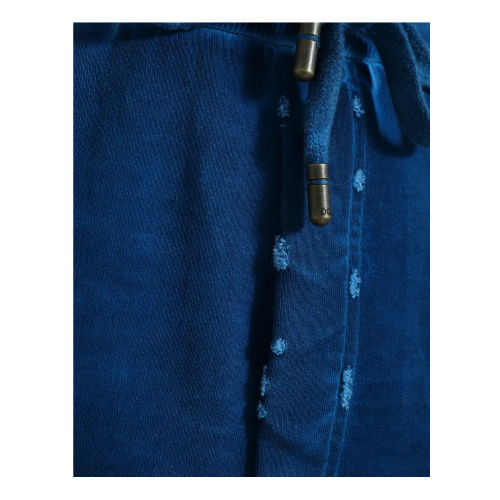 Dolce & Gabbana Blauwe Logo Katoenen Jogger Sweatpants Blue Dames