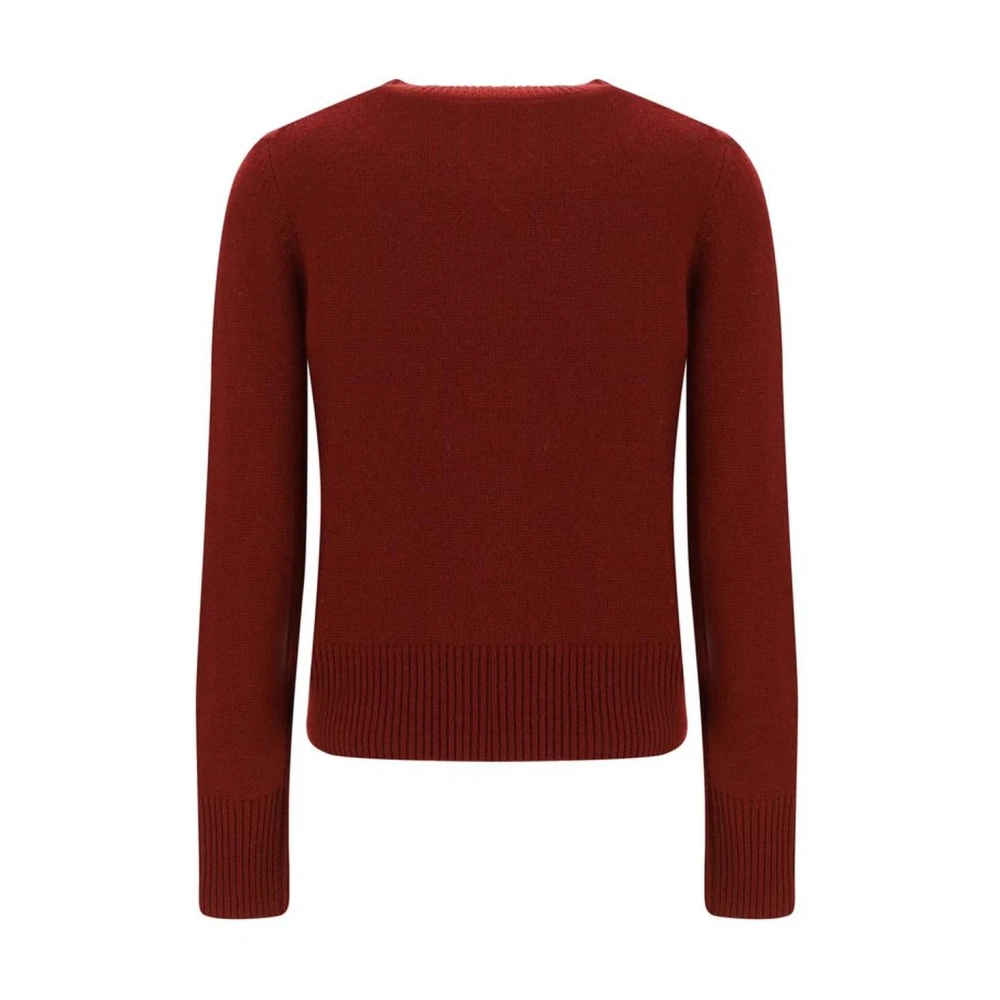 allude Monochrome Kasjmiertrui met Geribbelde Hals Red Dames