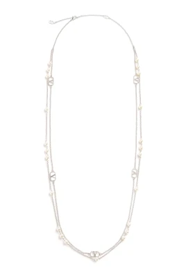 Metall och pärlor halsband med VLogo Signature