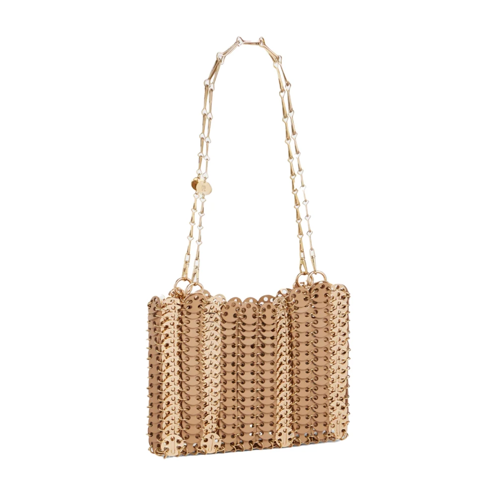 Paco Rabanne Gouden Vierkante Tas met Dubbele Band Yellow Dames