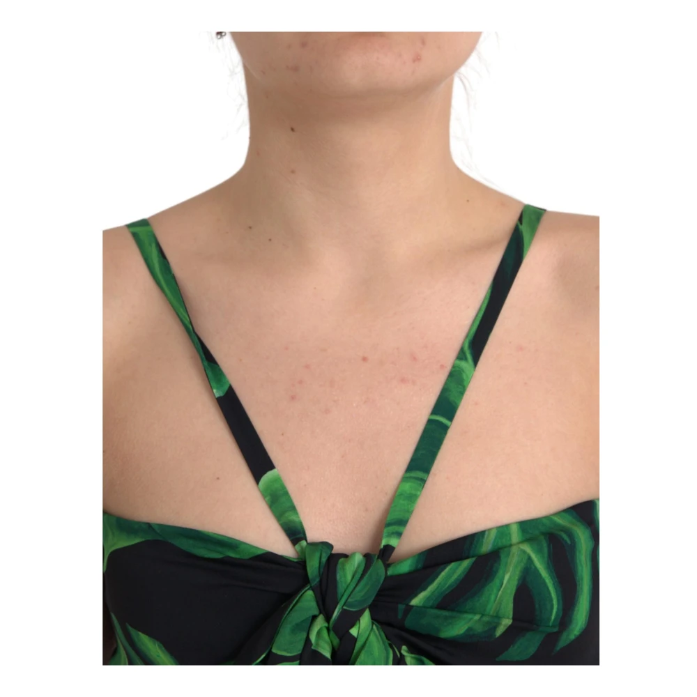 Dolce & Gabbana Bladprint Halter Crop Top Multicolor Dames