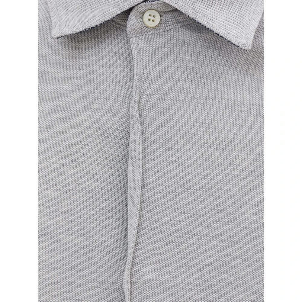 Corneliani Klassieke Lange Mouw Grijze Shirt Katoen Gray Heren