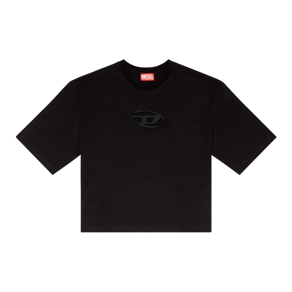 Diesel Boxy T-shirt med broderad D Black, Dam