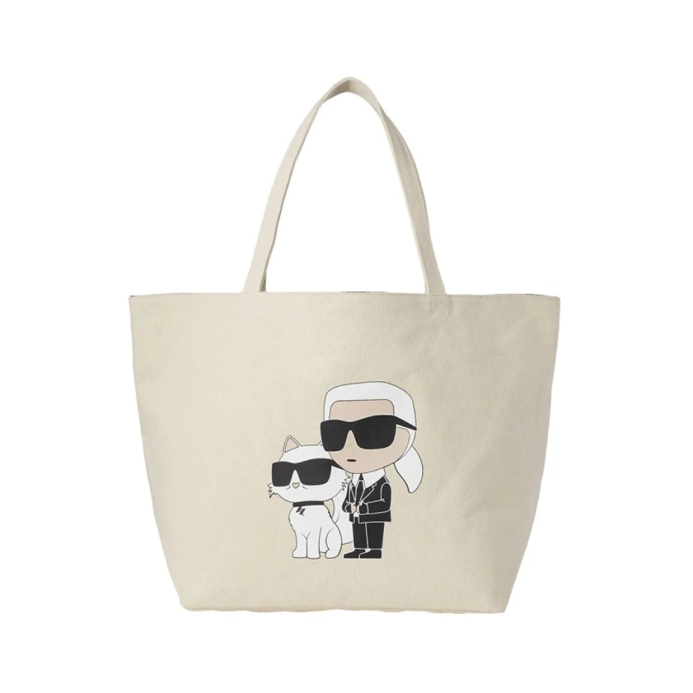 Karl Lagerfeld Ikonisk Canvas Shopper Väska Beige, Dam