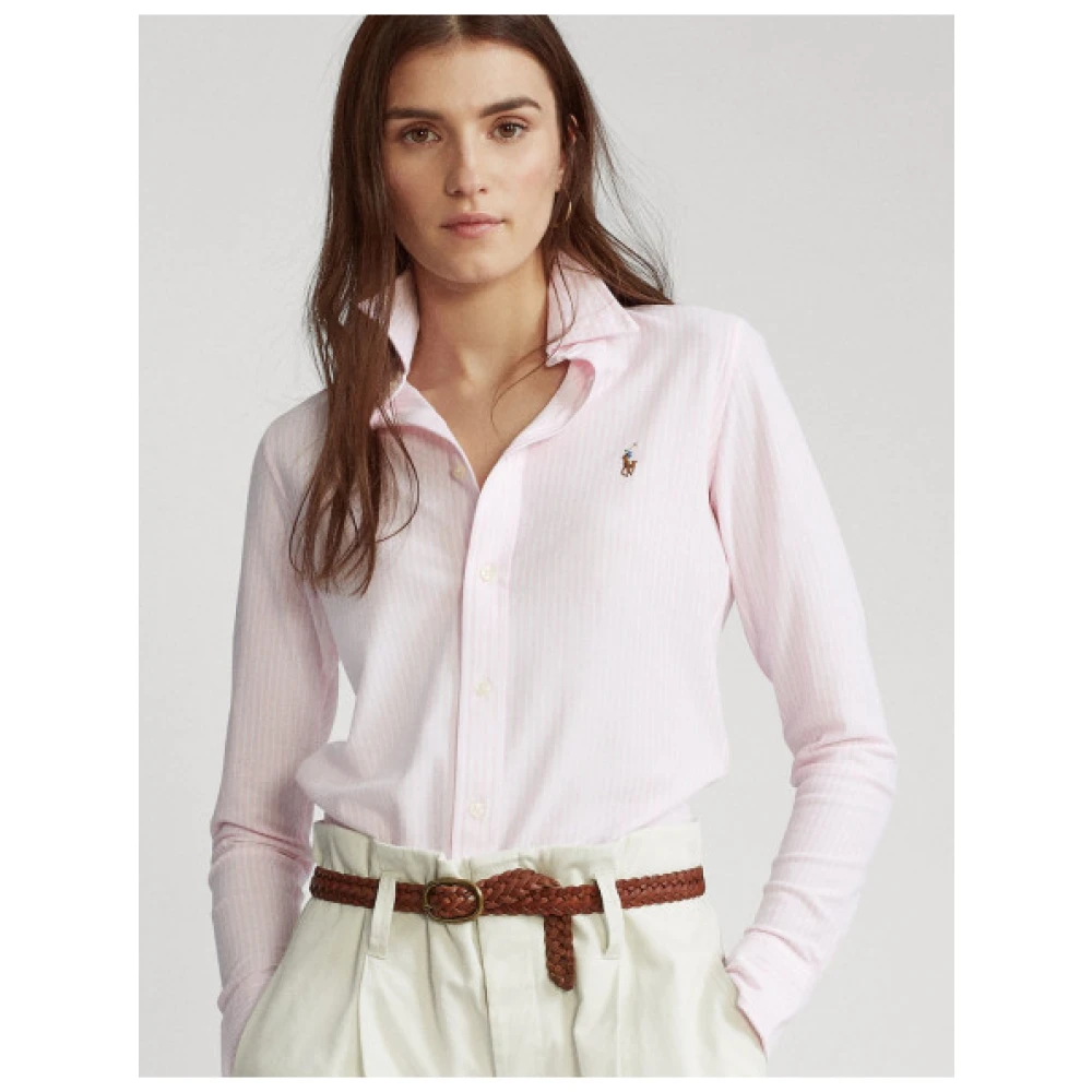 Polo Ralph Lauren Gestreept Oxford Gebreid Polo Shirt Pink Dames